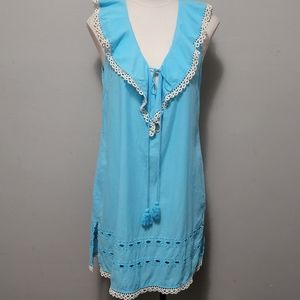 Mud pie for Atlantis turquoise ruffled swim cover tunic dress size medium